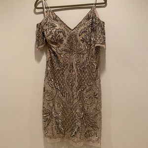 Aidan Mattox Cold Shoulder Beaded Dress 8
